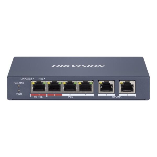 Switch PoE Hikvision 4+2 Ports 100 Mbps 65w