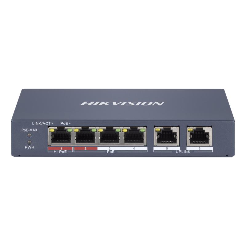 Switch PoE Hikvision 4+2 Ports 100 Mbps 65w